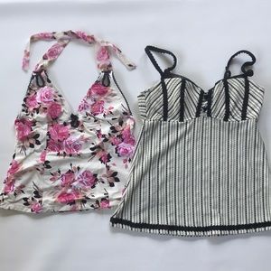 Lot of 2 Betsey Johnson Tankini Swim Tops Medium